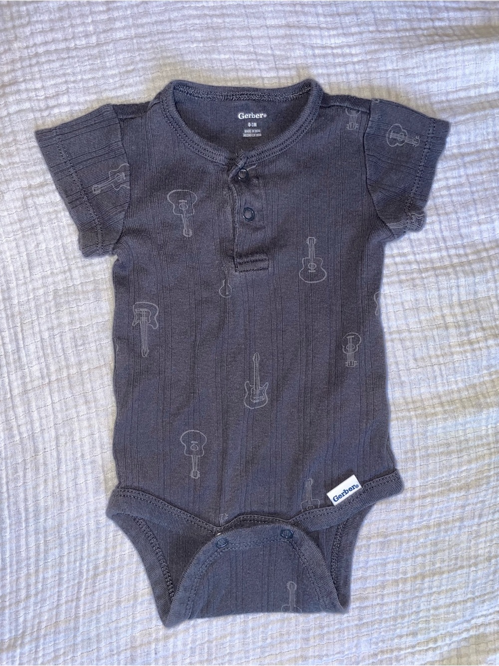 Gerber Charcoal Guitar-Print Baby One-Piece